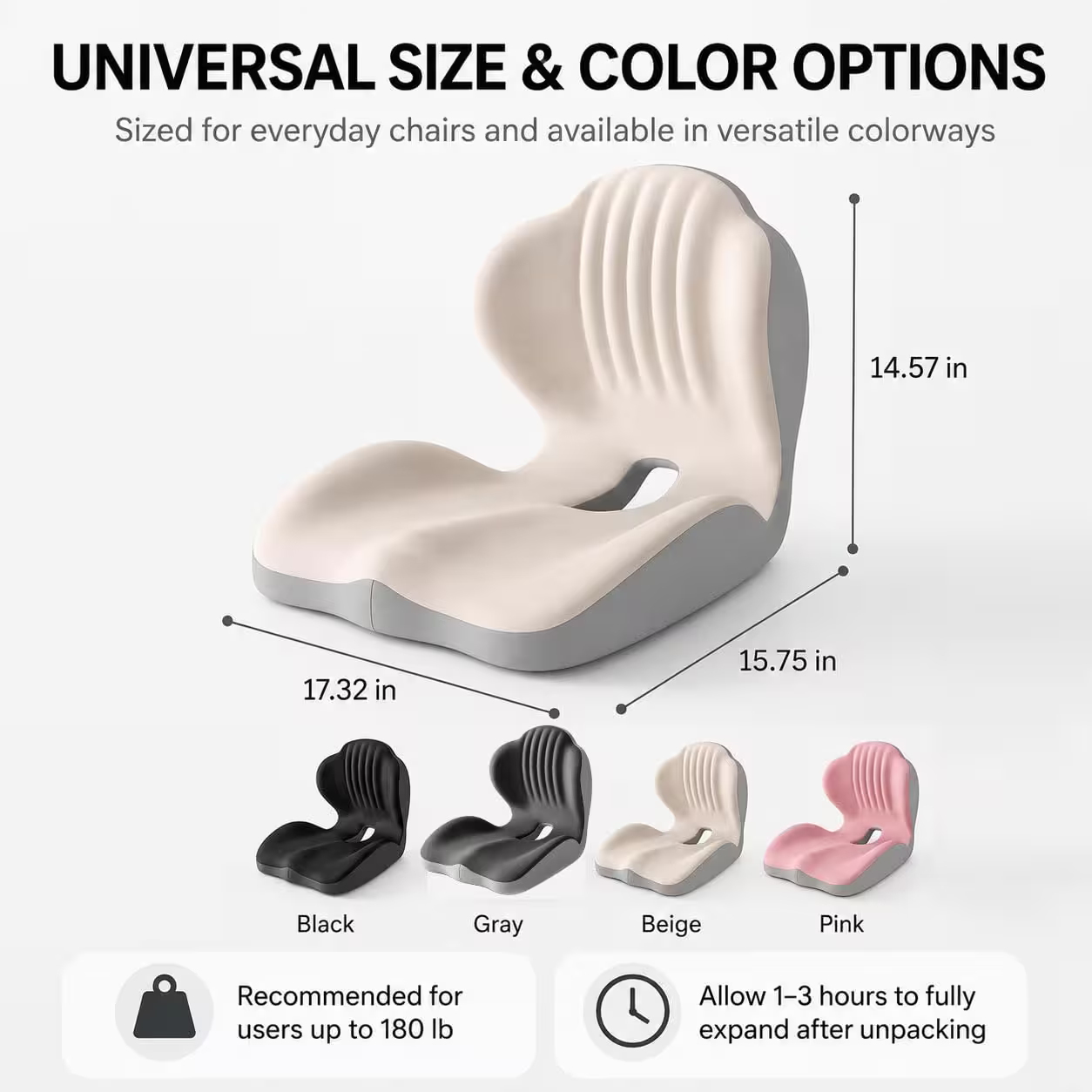 Ergonomic Memory Foam Seat Cushion with Lumbar Support