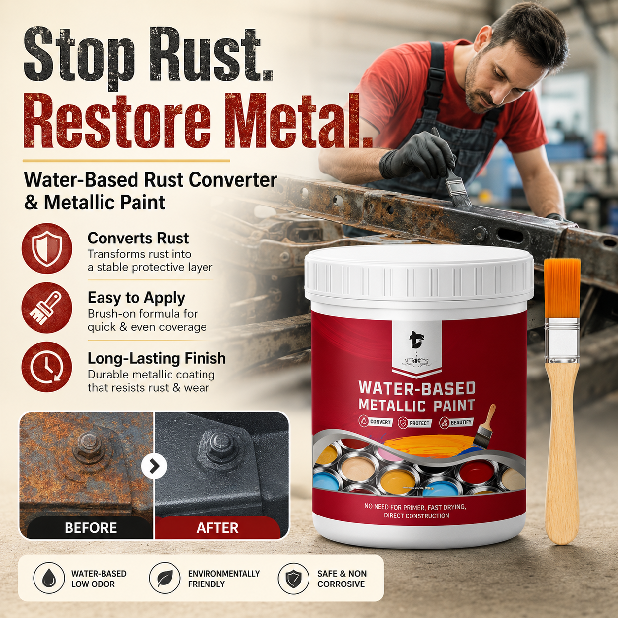 Water-Based Rust Converter Metallic Paint Kit image 10