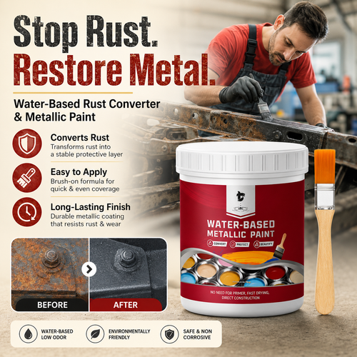 Water-Based Rust Converter Metallic Paint Kit - Red