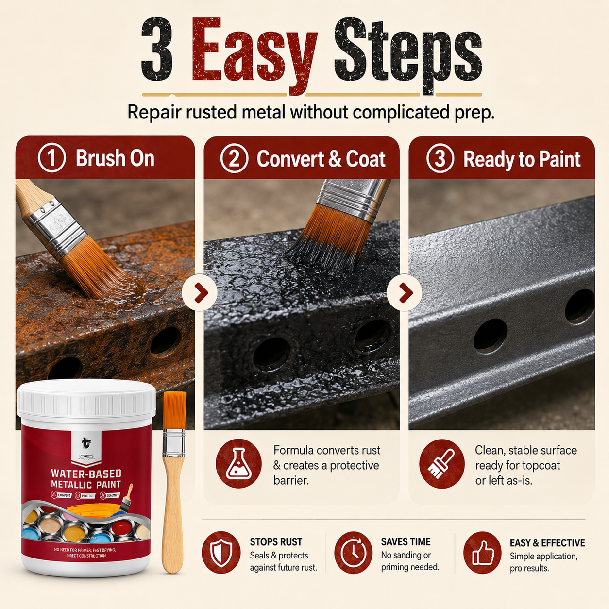 Water-Based Rust Converter Metallic Paint Kit image 12