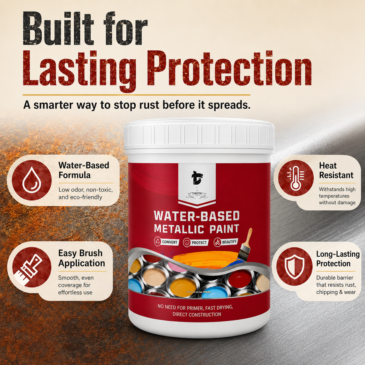 Water-Based Rust Converter Metallic Paint Kit image 13