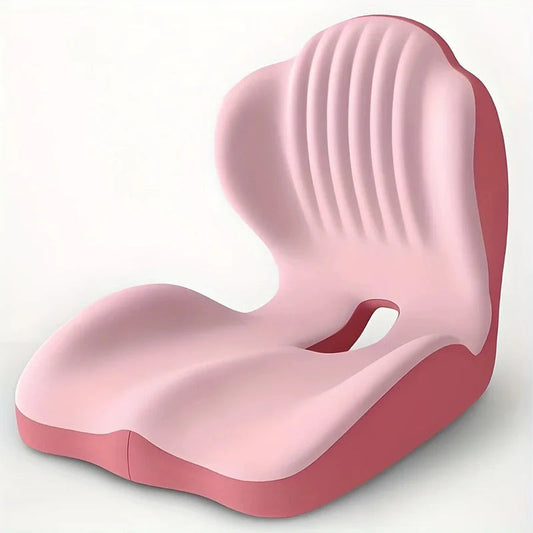 Ergonomic Memory Foam Seat Cushion with Lumbar Support - Pink